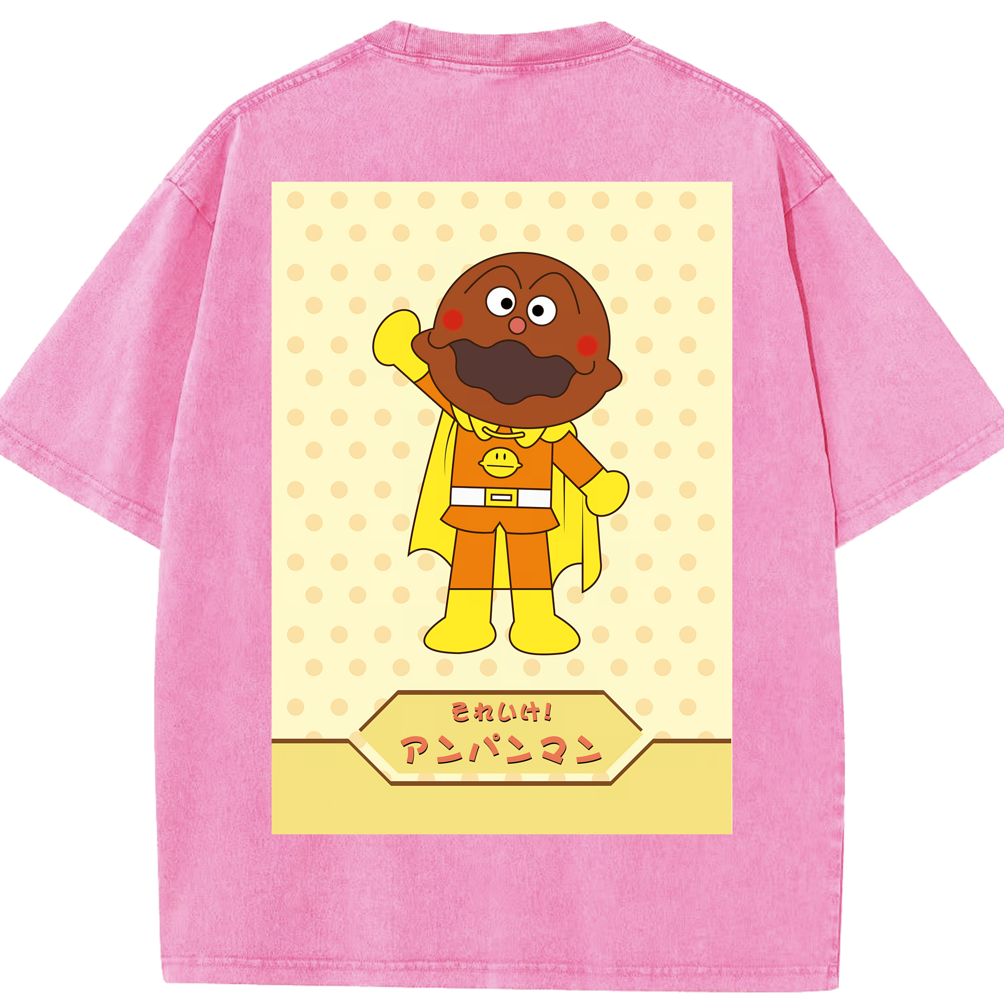 （画像用） アンパンマン Anpanman 綿100% ヴィンテージ風 半袖Tシャツ（背面プリント）